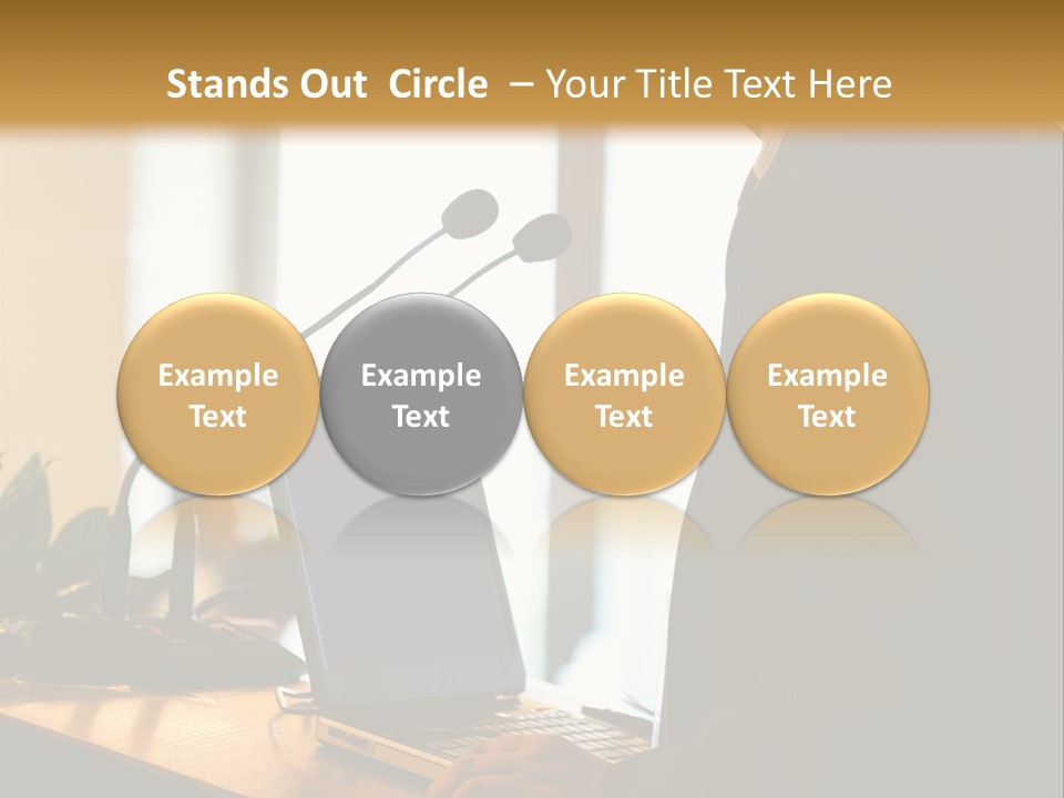 A Man Standing At A Podium With A Laptop In Front Of Him PowerPoint Template