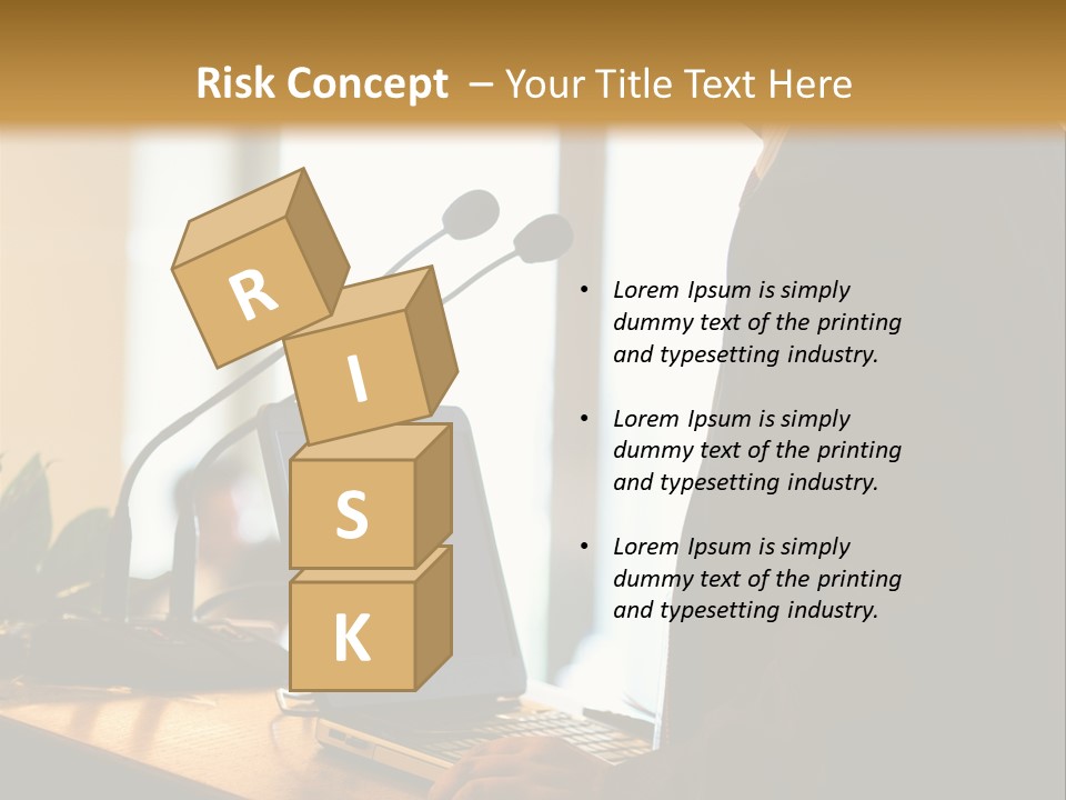A Man Standing At A Podium With A Laptop In Front Of Him PowerPoint Template