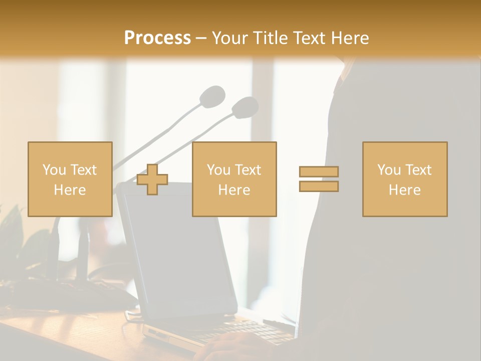 A Man Standing At A Podium With A Laptop In Front Of Him PowerPoint Template