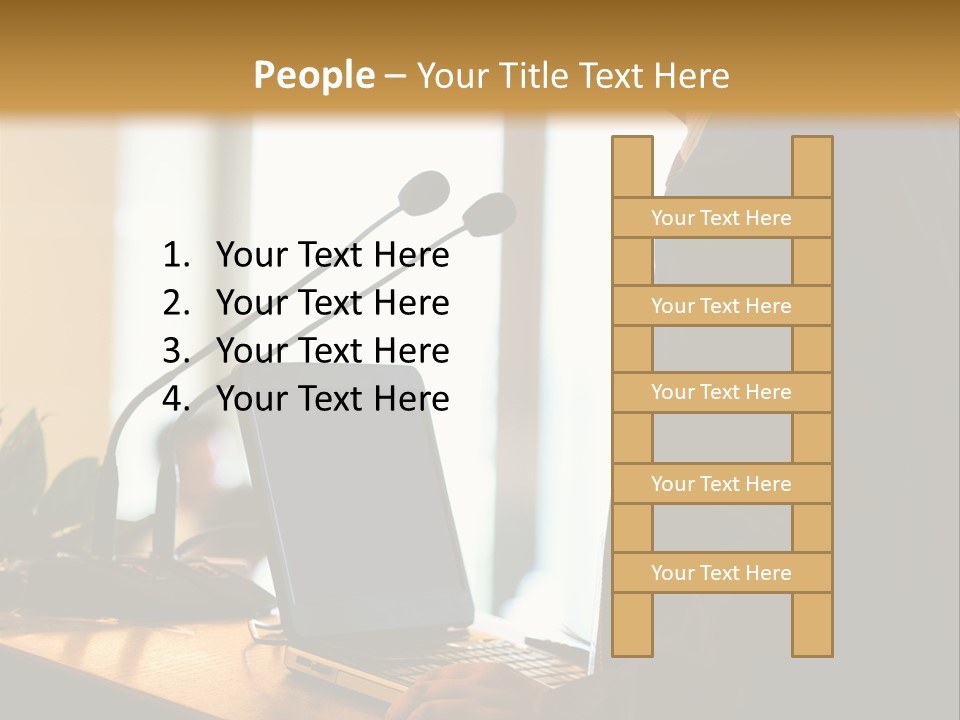 A Man Standing At A Podium With A Laptop In Front Of Him PowerPoint Template