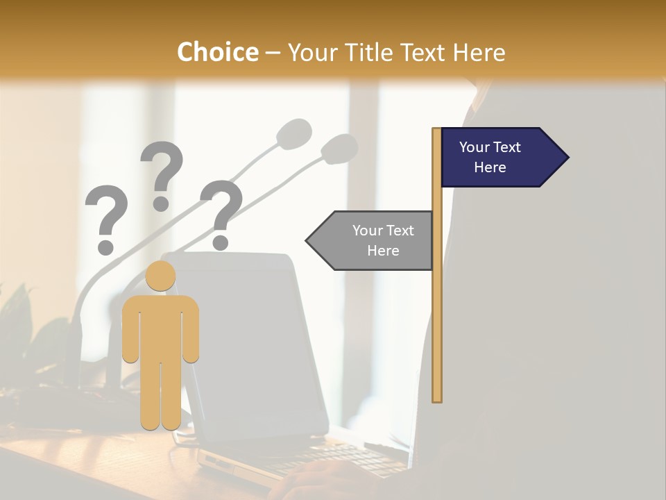A Man Standing At A Podium With A Laptop In Front Of Him PowerPoint Template