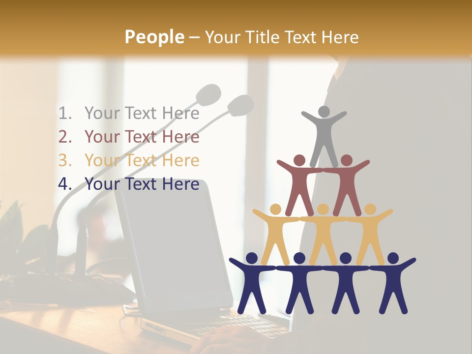 A Man Standing At A Podium With A Laptop In Front Of Him PowerPoint Template