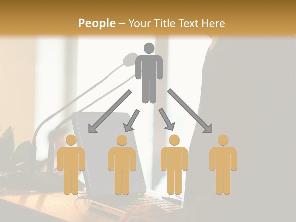 A Man Standing At A Podium With A Laptop In Front Of Him PowerPoint Template