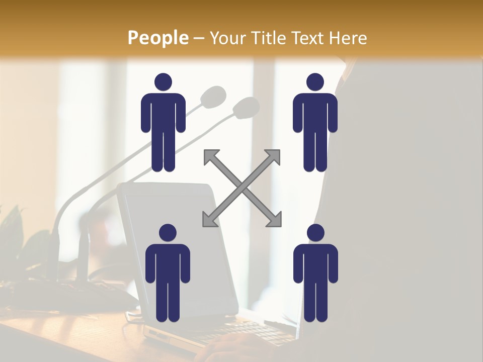 A Man Standing At A Podium With A Laptop In Front Of Him PowerPoint Template