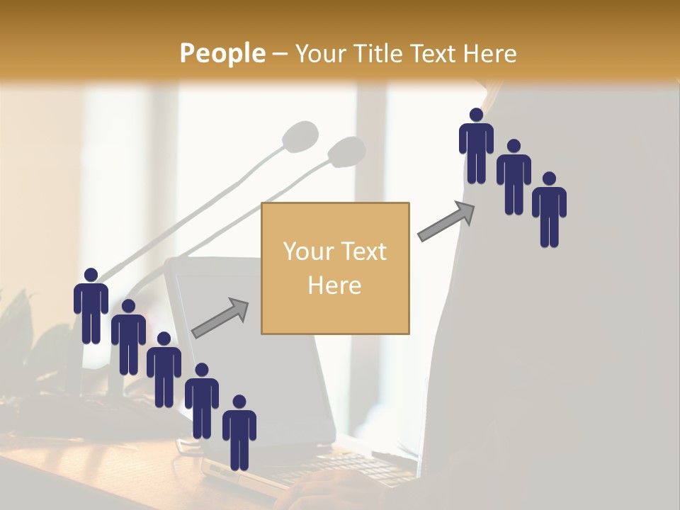 A Man Standing At A Podium With A Laptop In Front Of Him PowerPoint Template