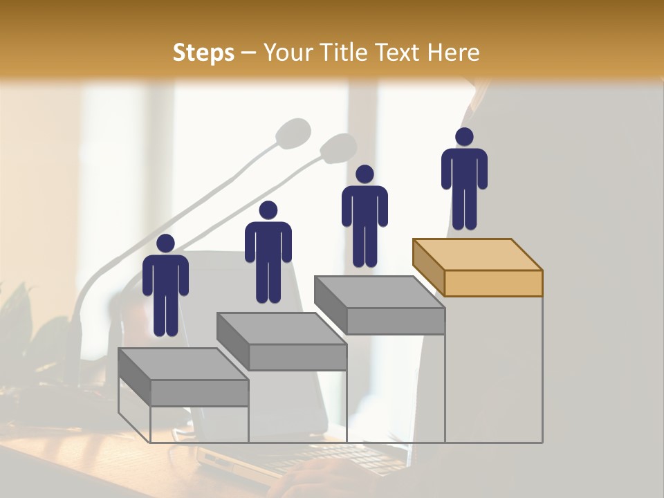 A Man Standing At A Podium With A Laptop In Front Of Him PowerPoint Template
