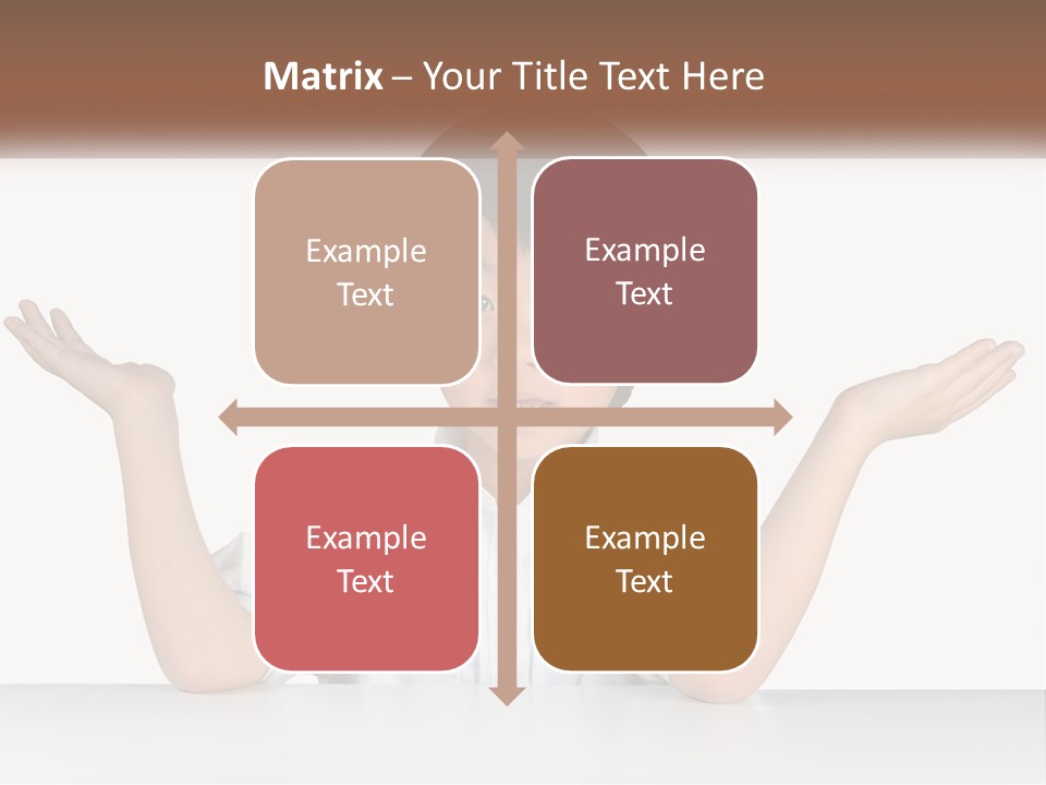 A Young Boy Sitting At A Table With His Hands Out PowerPoint Template
