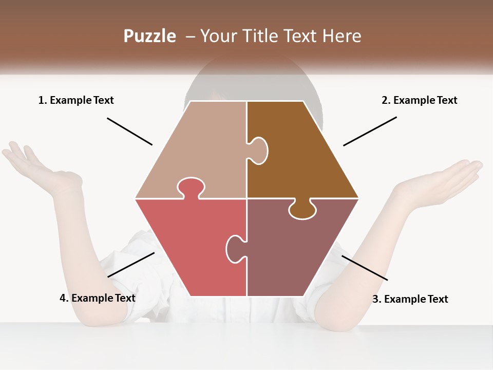 A Young Boy Sitting At A Table With His Hands Out PowerPoint Template