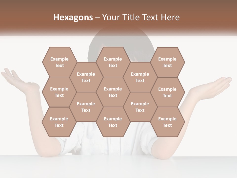 A Young Boy Sitting At A Table With His Hands Out PowerPoint Template