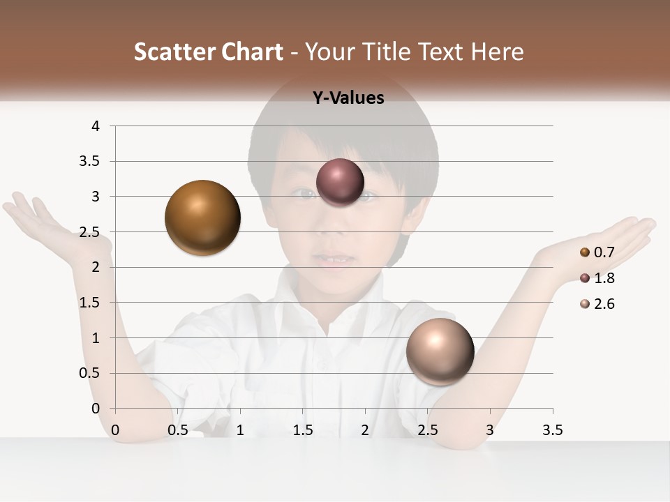 A Young Boy Sitting At A Table With His Hands Out PowerPoint Template