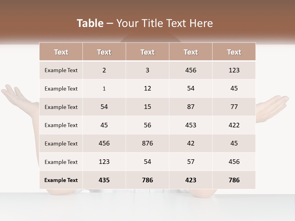 A Young Boy Sitting At A Table With His Hands Out PowerPoint Template