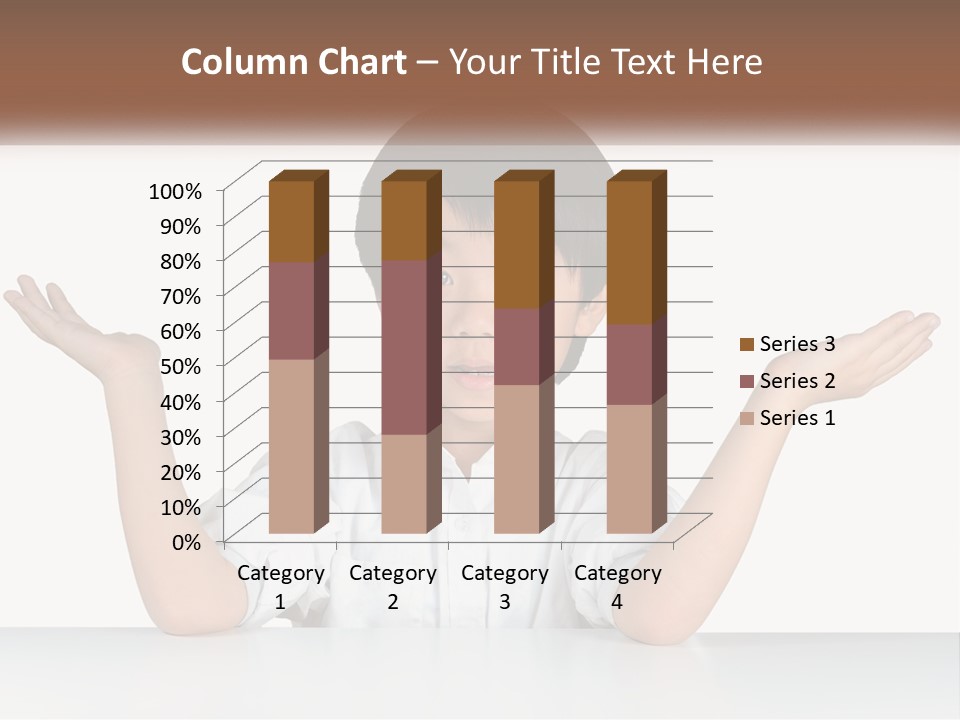A Young Boy Sitting At A Table With His Hands Out PowerPoint Template