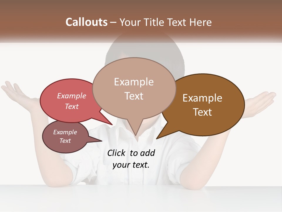 A Young Boy Sitting At A Table With His Hands Out PowerPoint Template