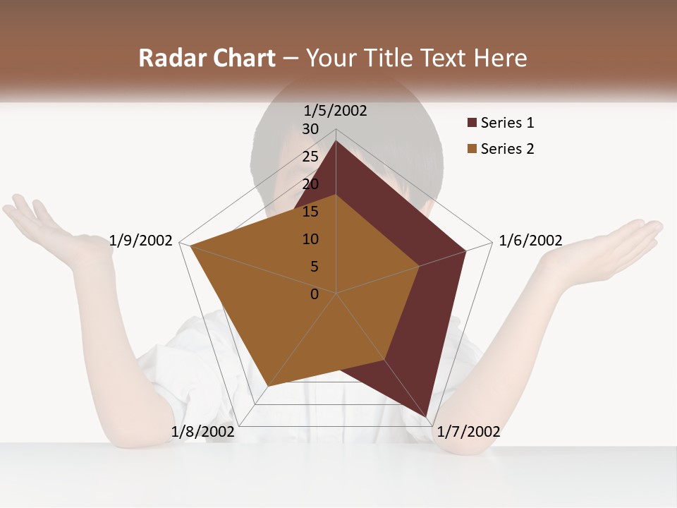 A Young Boy Sitting At A Table With His Hands Out PowerPoint Template