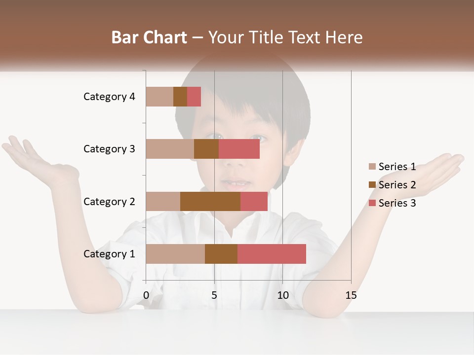 A Young Boy Sitting At A Table With His Hands Out PowerPoint Template