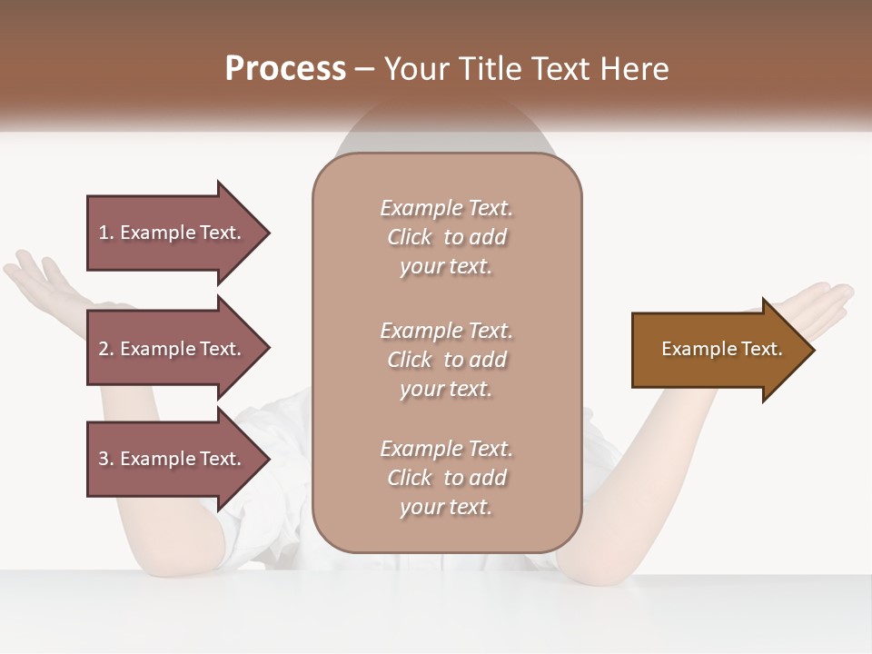 A Young Boy Sitting At A Table With His Hands Out PowerPoint Template
