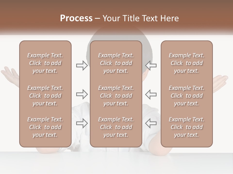 A Young Boy Sitting At A Table With His Hands Out PowerPoint Template