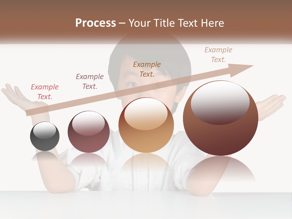 A Young Boy Sitting At A Table With His Hands Out PowerPoint Template