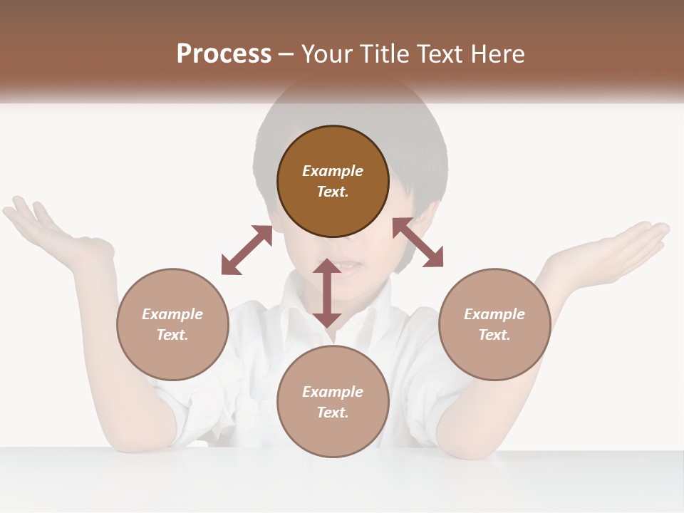 A Young Boy Sitting At A Table With His Hands Out PowerPoint Template