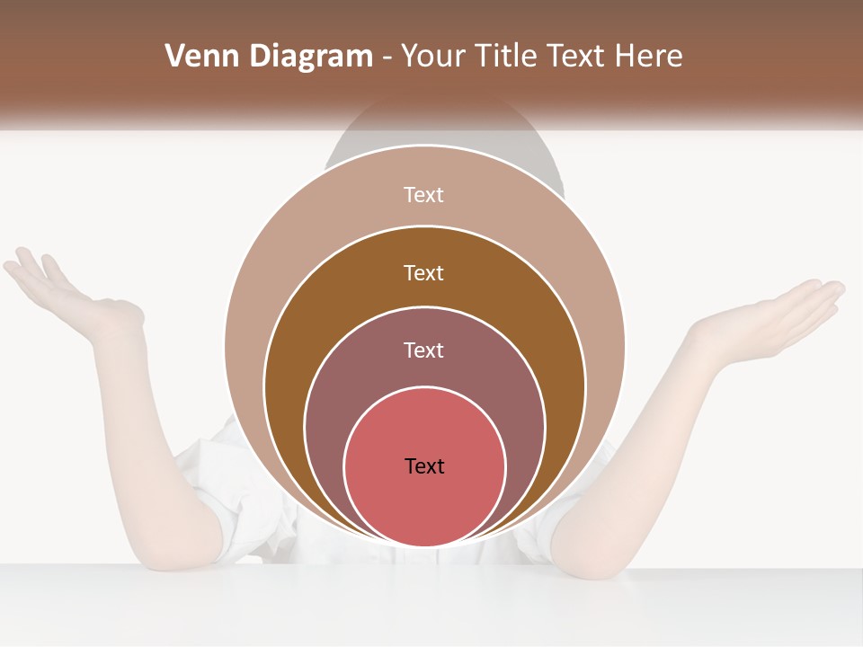 A Young Boy Sitting At A Table With His Hands Out PowerPoint Template