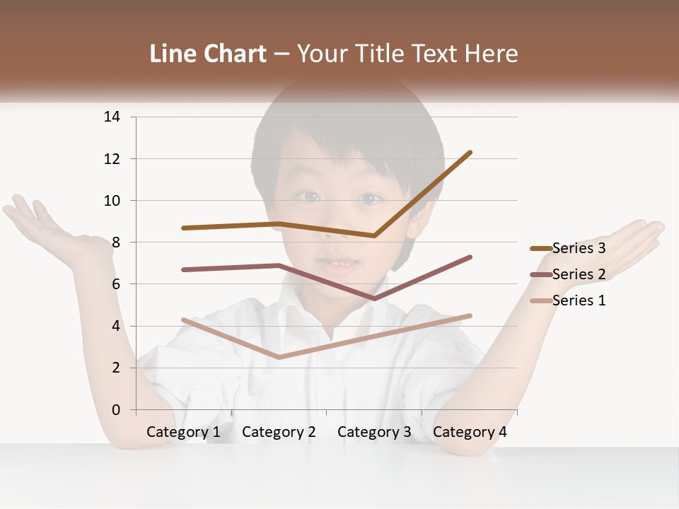 A Young Boy Sitting At A Table With His Hands Out PowerPoint Template