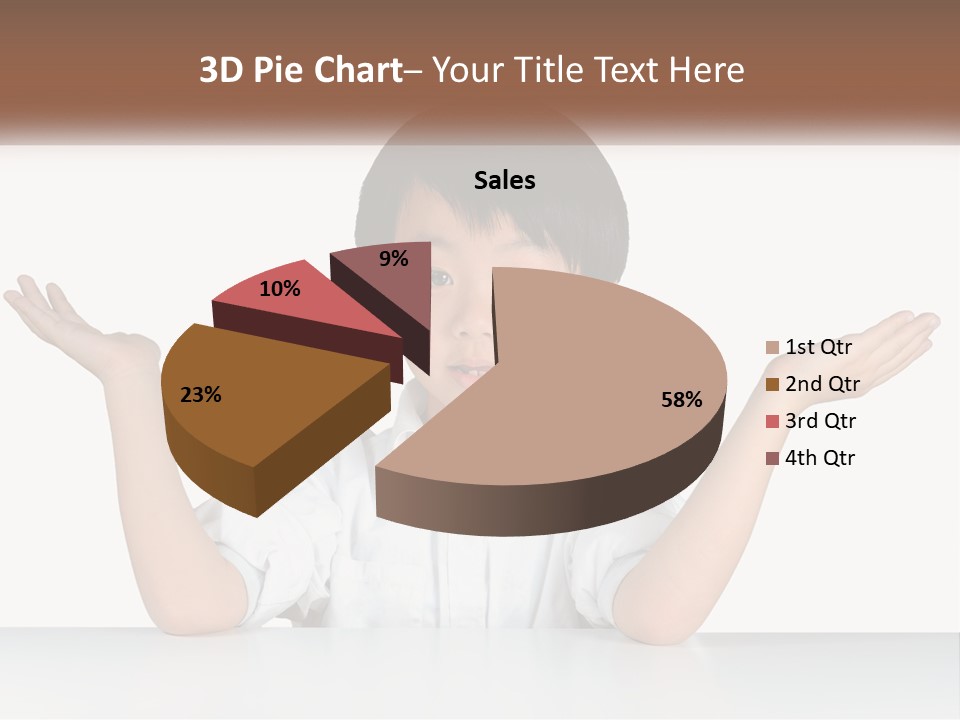 A Young Boy Sitting At A Table With His Hands Out PowerPoint Template