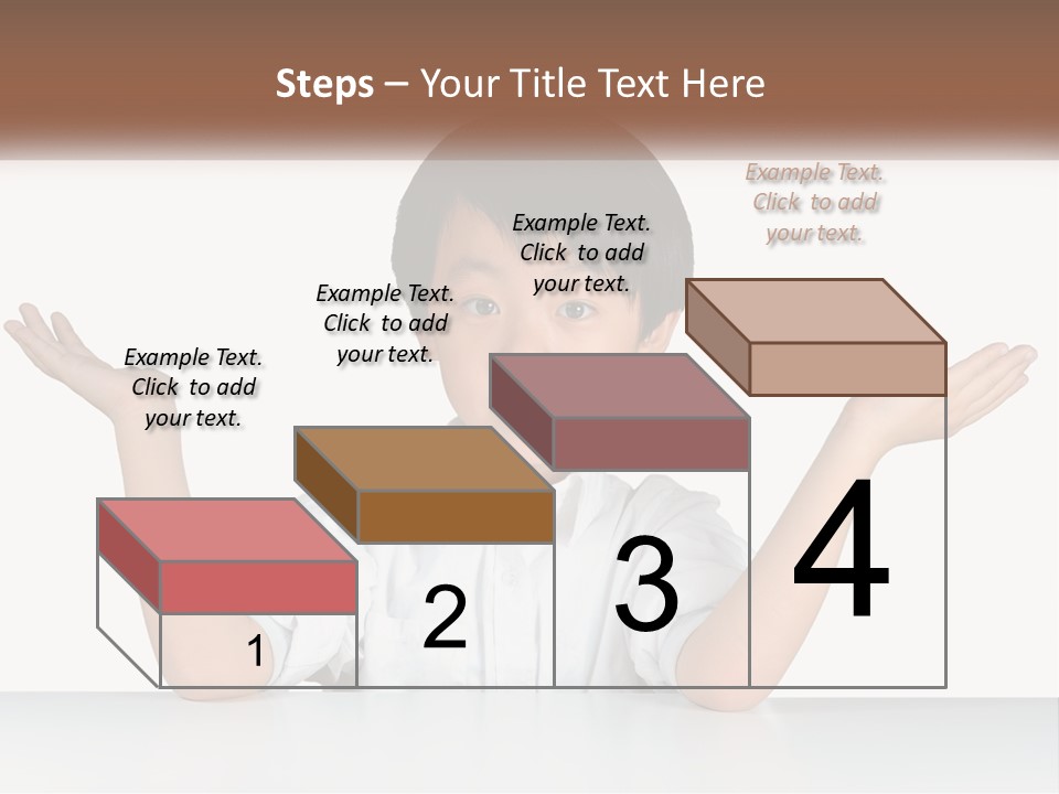 A Young Boy Sitting At A Table With His Hands Out PowerPoint Template