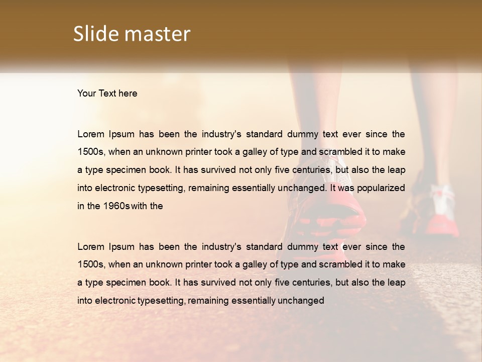 A Woman's Feet In Running Shoes On A Road PowerPoint Template