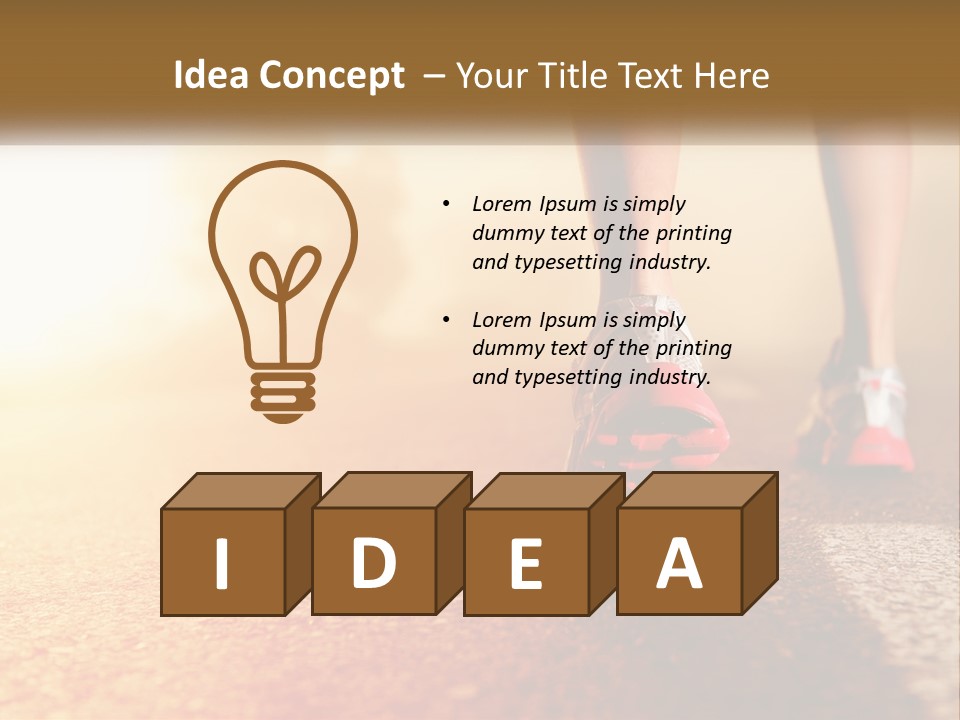 A Woman's Feet In Running Shoes On A Road PowerPoint Template