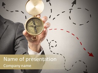 A Man In A Suit Holding A Compass PowerPoint Template