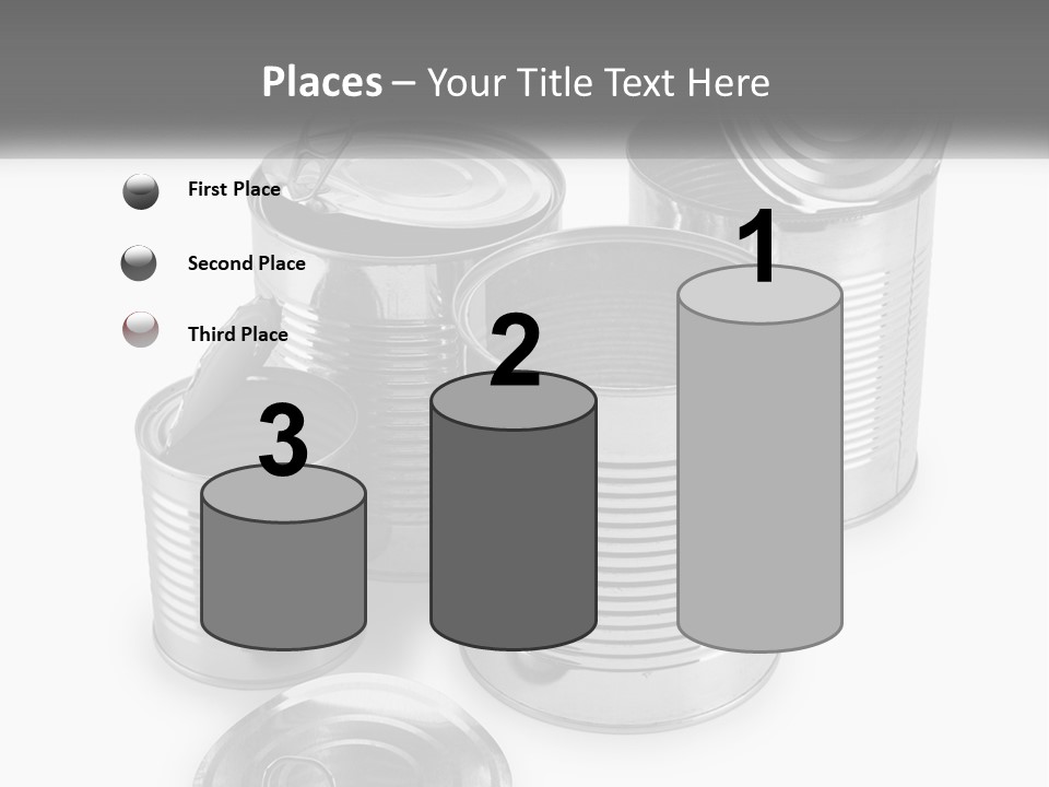 A Group Of Tin Cans On A White Background PowerPoint Template