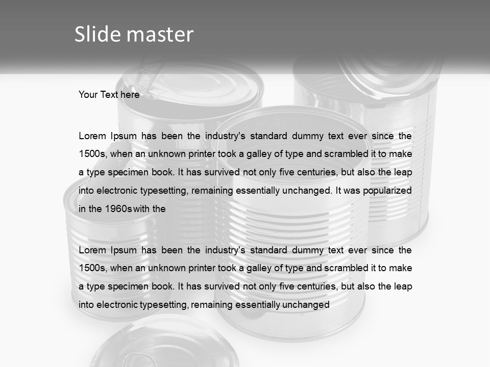 A Group Of Tin Cans On A White Background PowerPoint Template