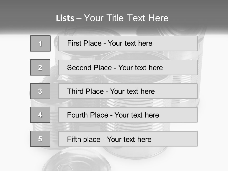 A Group Of Tin Cans On A White Background PowerPoint Template