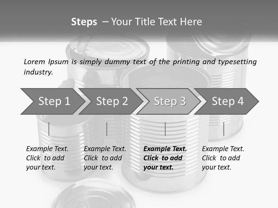 A Group Of Tin Cans On A White Background PowerPoint Template