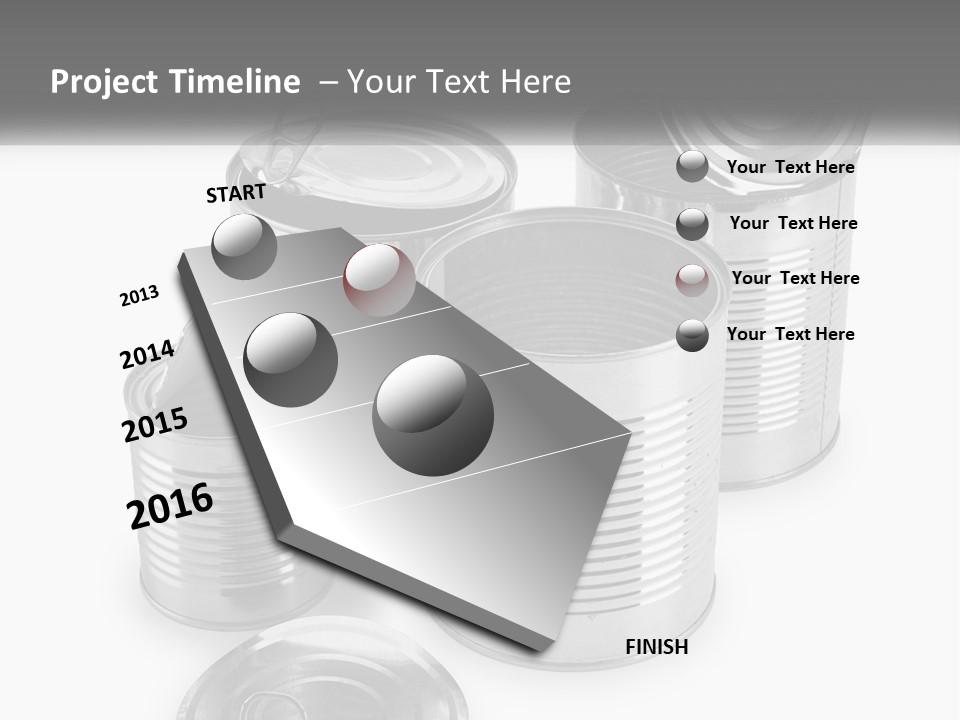 A Group Of Tin Cans On A White Background PowerPoint Template