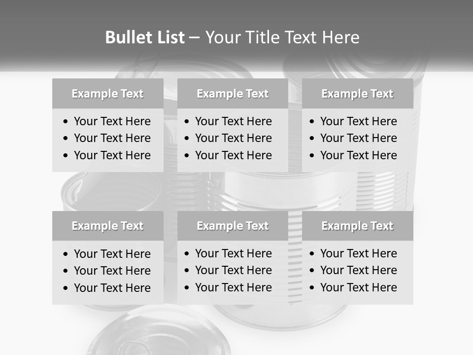 A Group Of Tin Cans On A White Background PowerPoint Template