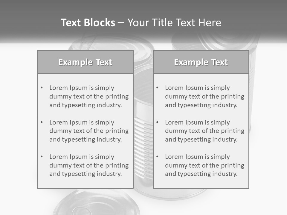 A Group Of Tin Cans On A White Background PowerPoint Template