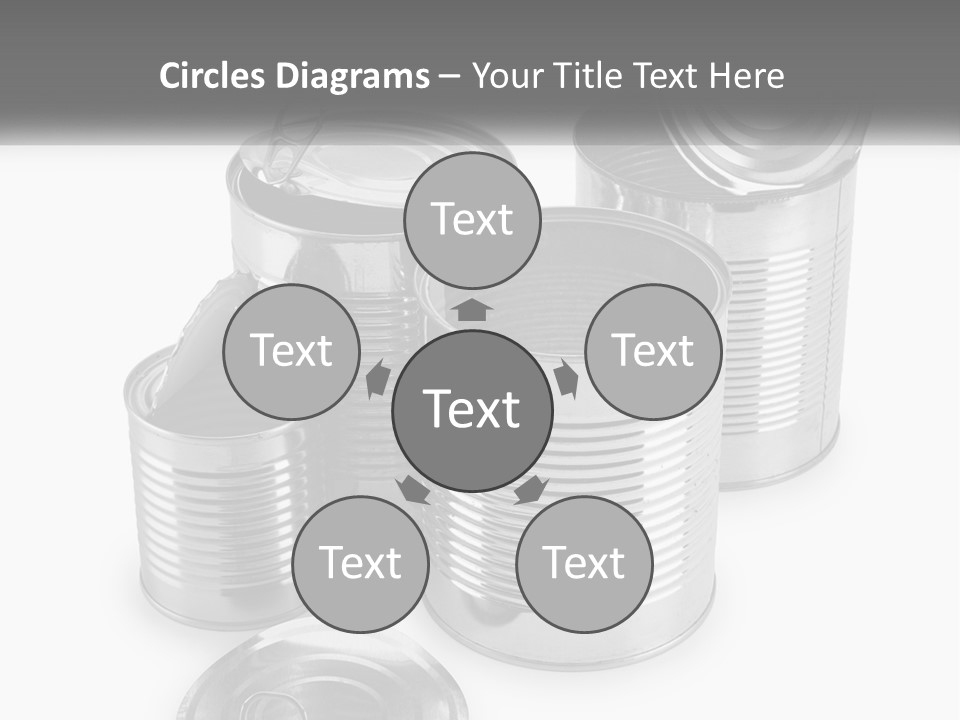 A Group Of Tin Cans On A White Background PowerPoint Template