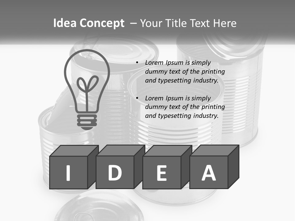 A Group Of Tin Cans On A White Background PowerPoint Template