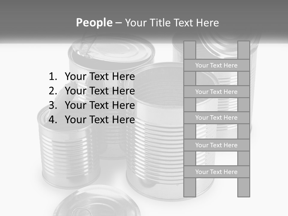 A Group Of Tin Cans On A White Background PowerPoint Template