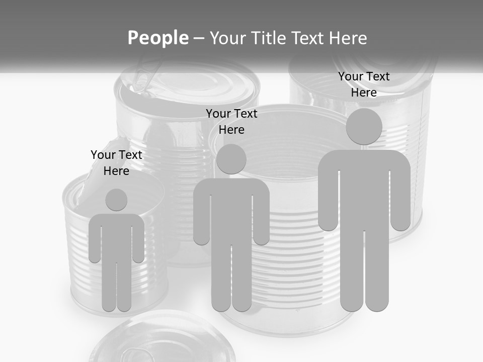 A Group Of Tin Cans On A White Background PowerPoint Template