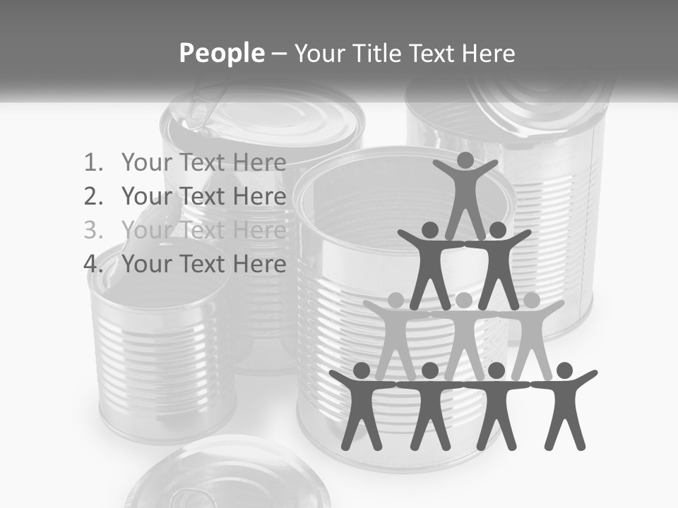 A Group Of Tin Cans On A White Background PowerPoint Template