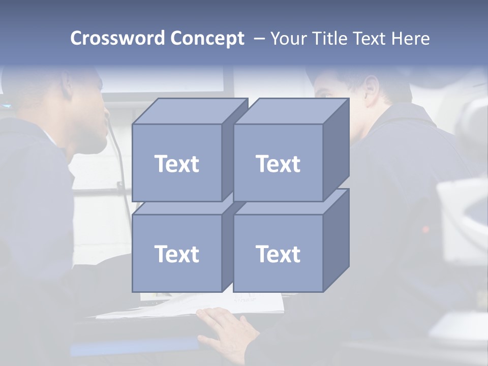 A Couple Of Men Sitting In Front Of A Laptop Computer PowerPoint Template