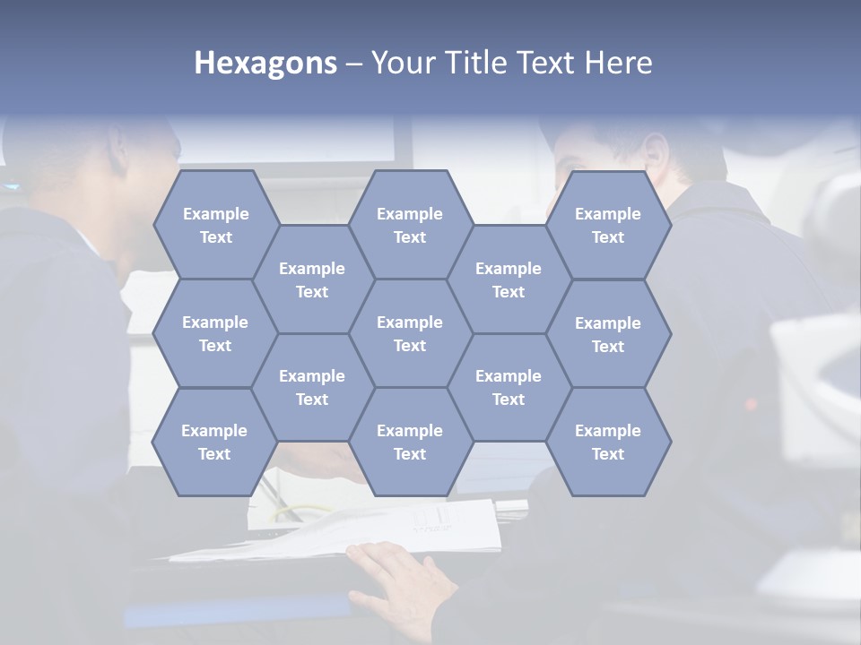 A Couple Of Men Sitting In Front Of A Laptop Computer PowerPoint Template