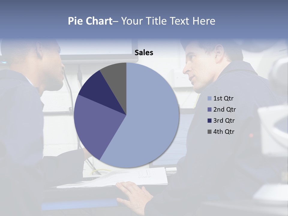 A Couple Of Men Sitting In Front Of A Laptop Computer PowerPoint Template