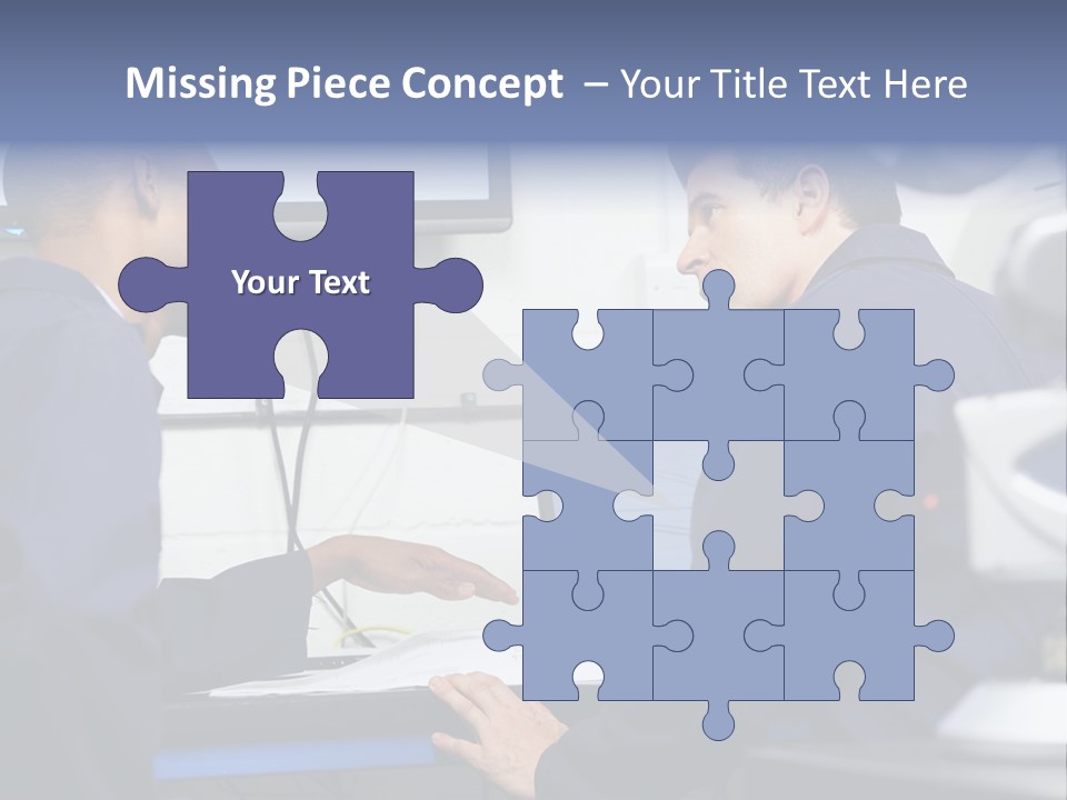 A Couple Of Men Sitting In Front Of A Laptop Computer PowerPoint Template