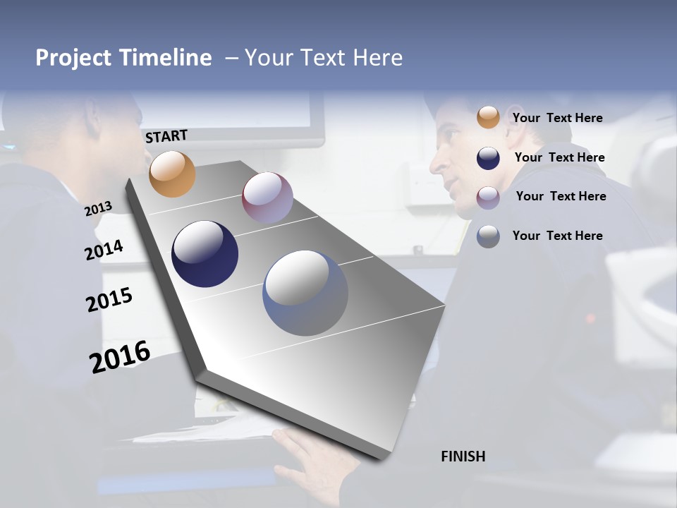 A Couple Of Men Sitting In Front Of A Laptop Computer PowerPoint Template