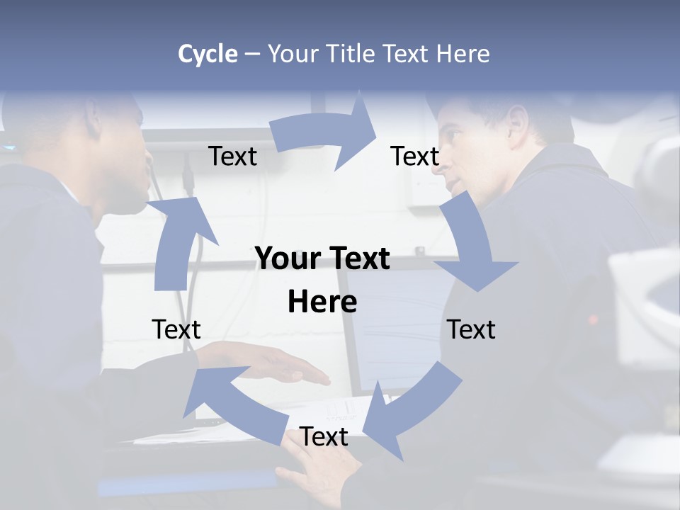 A Couple Of Men Sitting In Front Of A Laptop Computer PowerPoint Template