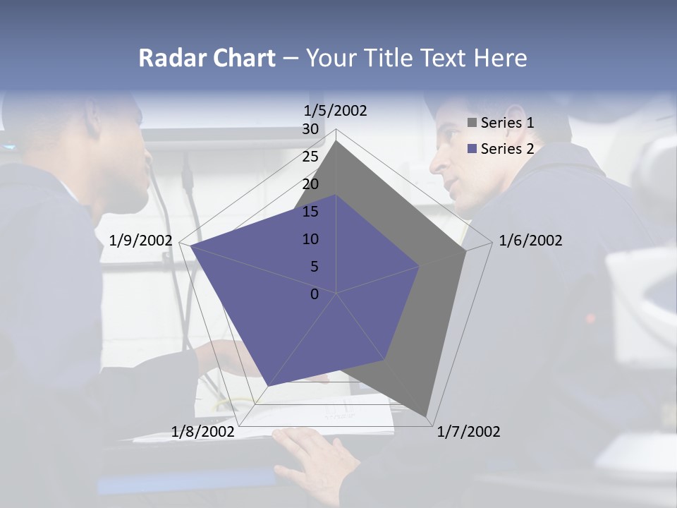 A Couple Of Men Sitting In Front Of A Laptop Computer PowerPoint Template