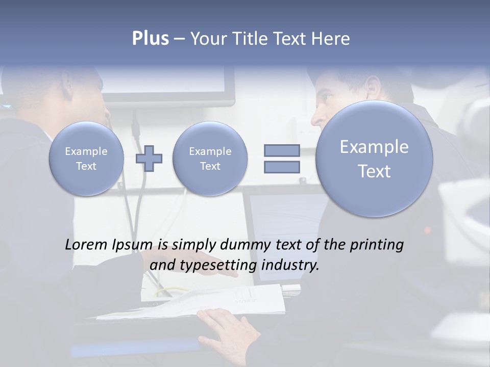 A Couple Of Men Sitting In Front Of A Laptop Computer PowerPoint Template